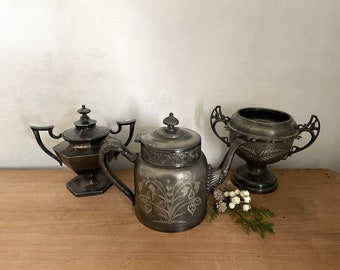 Versilberte Teekanne, Vintage Teekanne, versilberte Vase, Silber Vase, Vintage Vase, Vintage Dekor, antikes Dekor, Bauernhaus