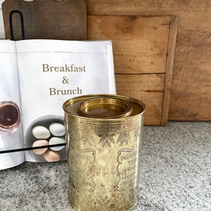 Brass Tea Tin, English Tea Tin, Tea Tin, Vintage English Tea Tin, Country Kitchen, Farmhouse Kitchen, French Country, Cottage