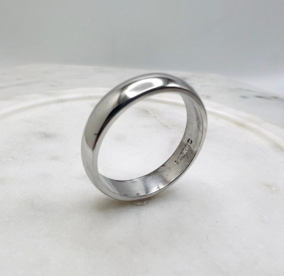 Simple Vintage Sterling Silver Wedding Band, Size… - image 2