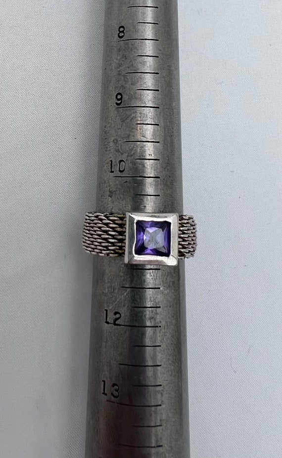 Square Purple Gem Statement Ring,  Sterling Silve… - image 6