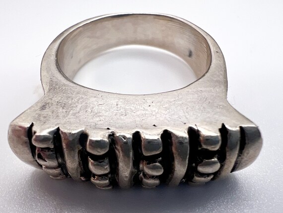 Vintage Heavy Rectangular Silver Medieval Style R… - image 7