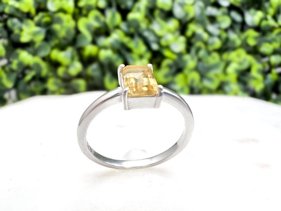 Simple, Modern Sterling + Rectangular Citrine Rin… - image 6