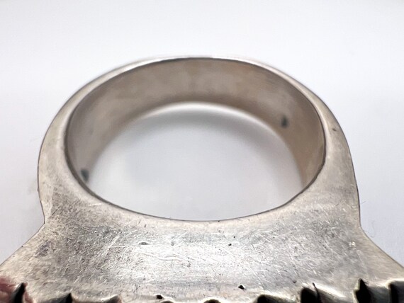 Vintage Heavy Rectangular Silver Medieval Style R… - image 8