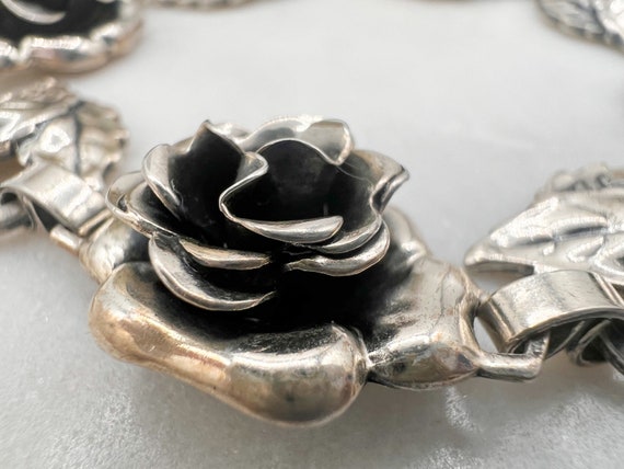 Vintage Danecraft Sterling Silver Floral Bracelet… - image 7