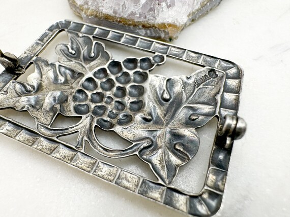 Vintage Sterling Silver Rectangular Grape Pin - image 5