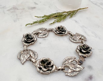 Vintage Danecraft Sterling Silver Floral Bracelet, 8 1/4 Inch