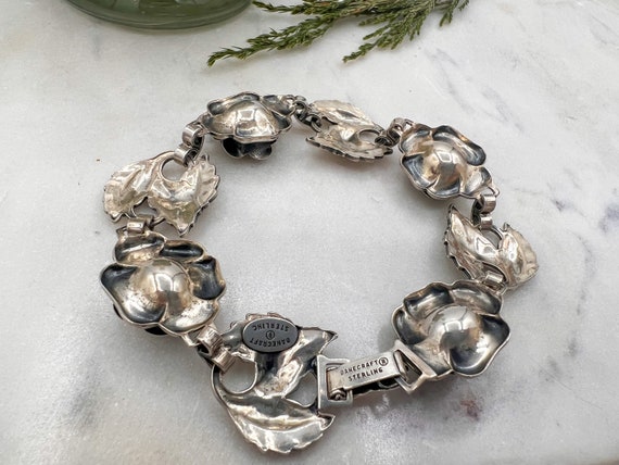 Vintage Danecraft Sterling Silver Floral Bracelet… - image 9