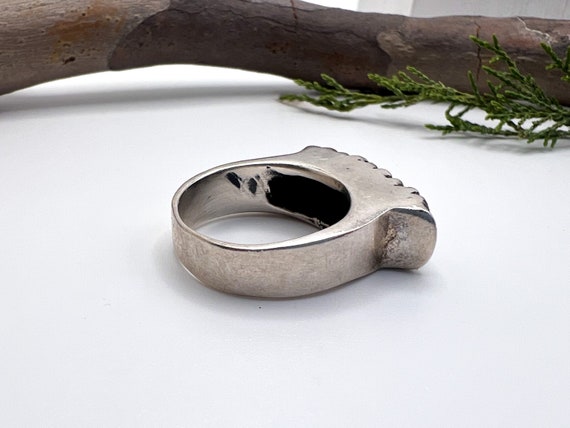 Vintage Heavy Rectangular Silver Medieval Style R… - image 5