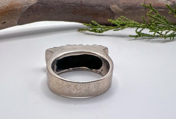 Vintage Heavy Rectangular Silver Medieval Style R… - image 3