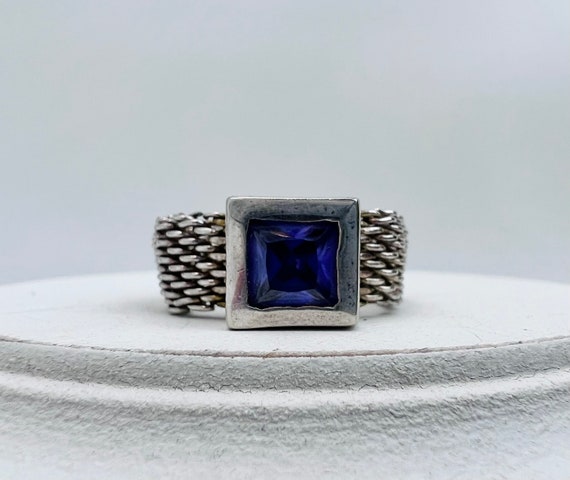 Square Purple Gem Statement Ring,  Sterling Silve… - image 3