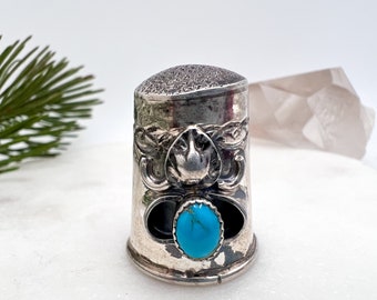 Unique Vintage Rustic Thimble with Stone Accent (too)