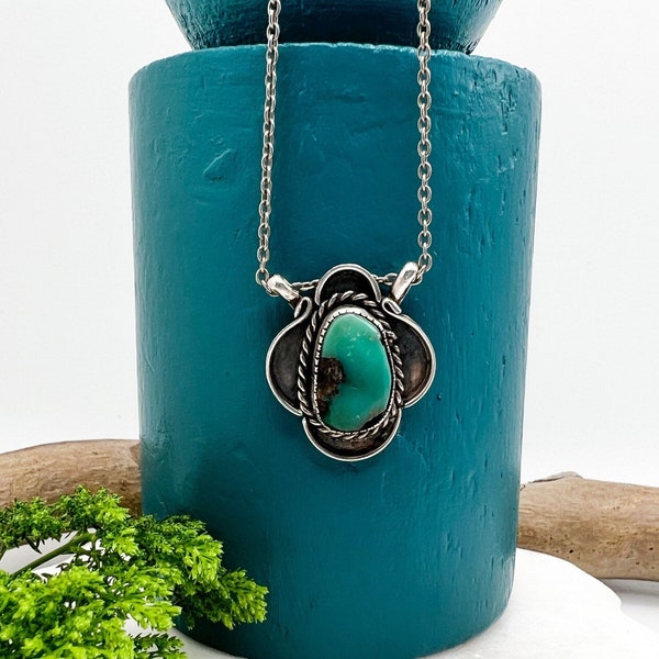 Vergoldete Vintage-Halskette, 50,8 cm, Sterling-Silber-Stein