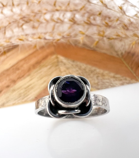 Rustic Sterling Silver + Amethyst Knot Ring