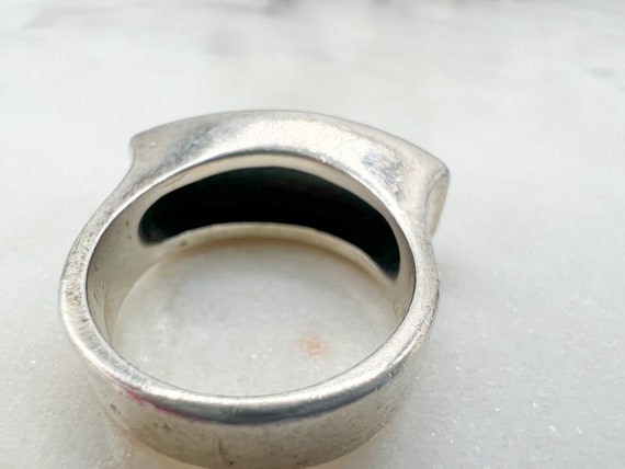 Vintage Chunky Rectangular Sterling Silver Ring w… - image 5