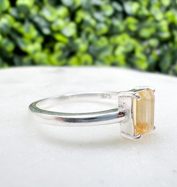 Simple, Modern Sterling + Rectangular Citrine Rin… - image 5