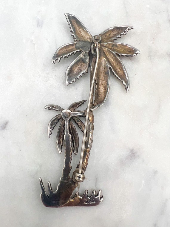 Vintage Sterling Silver Palm Tree Pin, 3 1/2 Inch… - image 5