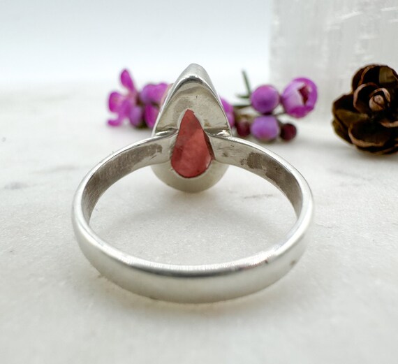 Artisan Sterling Silver + Rhodochrosite Ring, Siz… - image 6