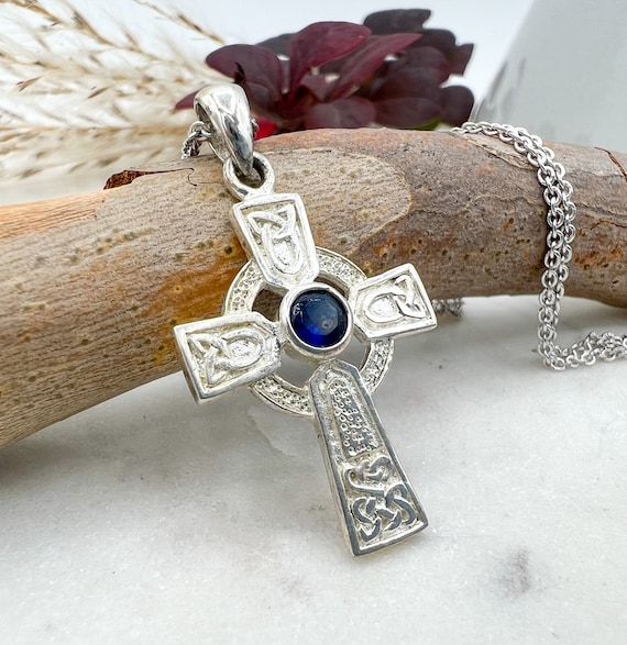 Vintage Bright-Tone Sterling Silver Cross Necklace