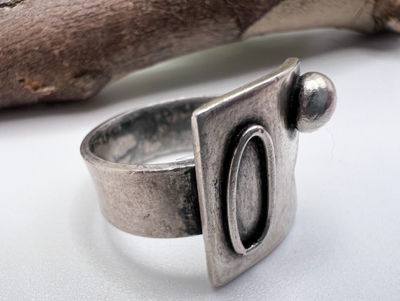 Heavy Silver Abstract Statement Ring, Size 8 3/4 - image 5