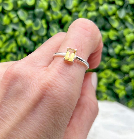Simple, Modern Sterling + Rectangular Citrine Rin… - image 7