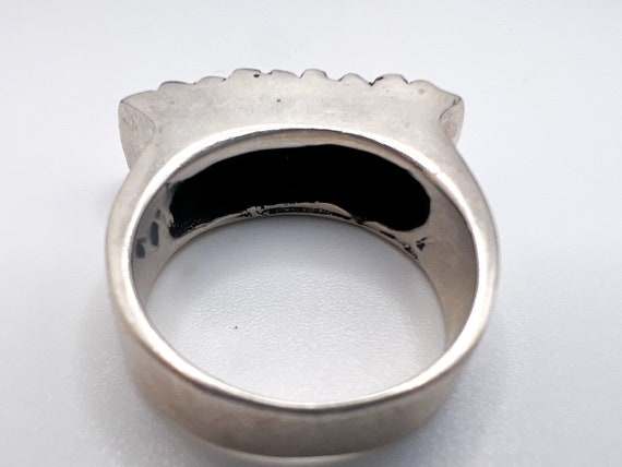 Vintage Heavy Rectangular Silver Medieval Style R… - image 6