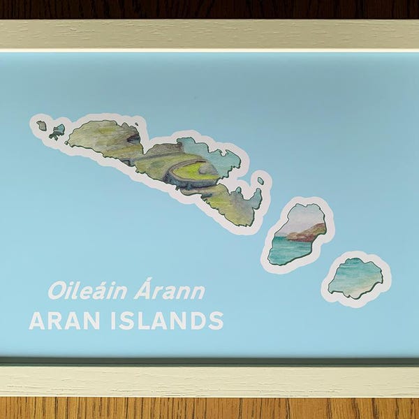 Araneilanden kunstafdruk | Kaart Dún Aonghasa, Ierland (A4)