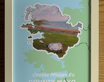 County Mayo Art Print | Bertra Beach, Ireland Map (A4)