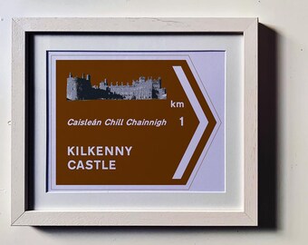 Château de Kilkenny | Illustration irlandaise | Monté, anglais et gaeilge | Amateur de cadeaux en Irlande