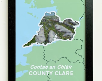 County Clare Art Print | The Burren, Ireland Map (A4)