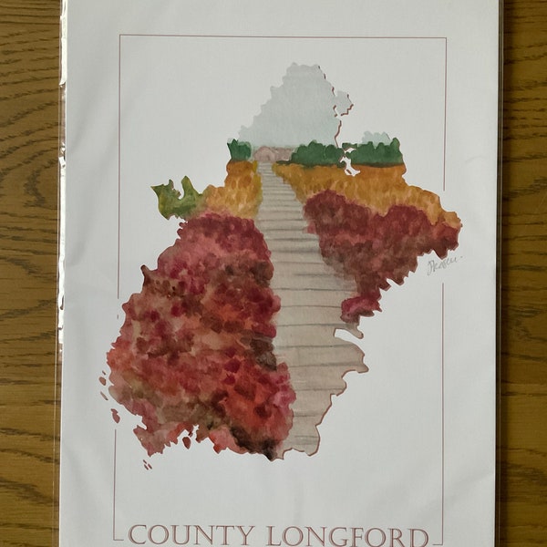 Irish County Print - County Longford - Corlea Bog Walk Landscape - A4 Size, Framed or Unframed