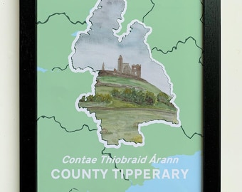 Akwarela przedstawiająca skałę Cashel | Hrabstwo Tipperary, Irlandia