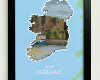 Irish Castle Art Print | Ireland Map, Heritage Decor