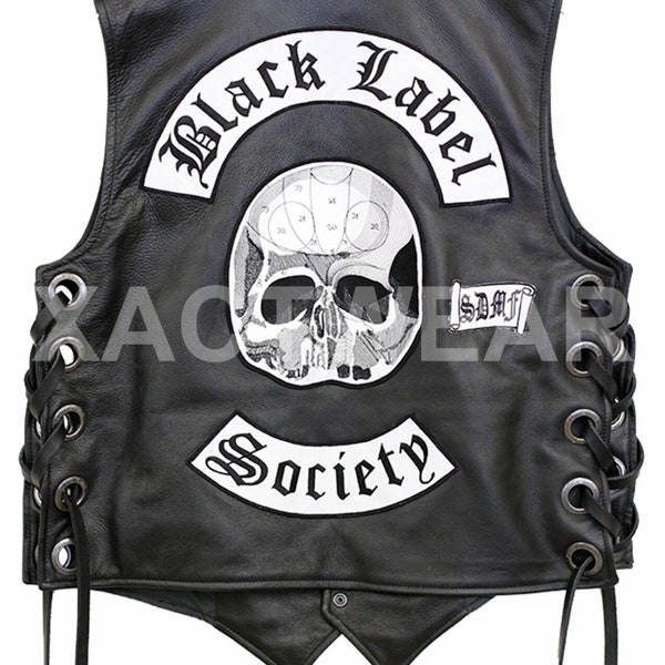 Mens Doom Crew BLS Zakk Wylde Classic Greek Style Real Lambskin Leather Vest