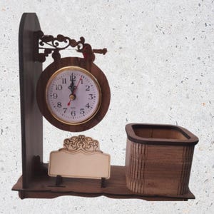 Gift Wooden Table Clock, Personalized Desk Clock, Vintage Model Station Clock, Office Gift, Workplace Gift
