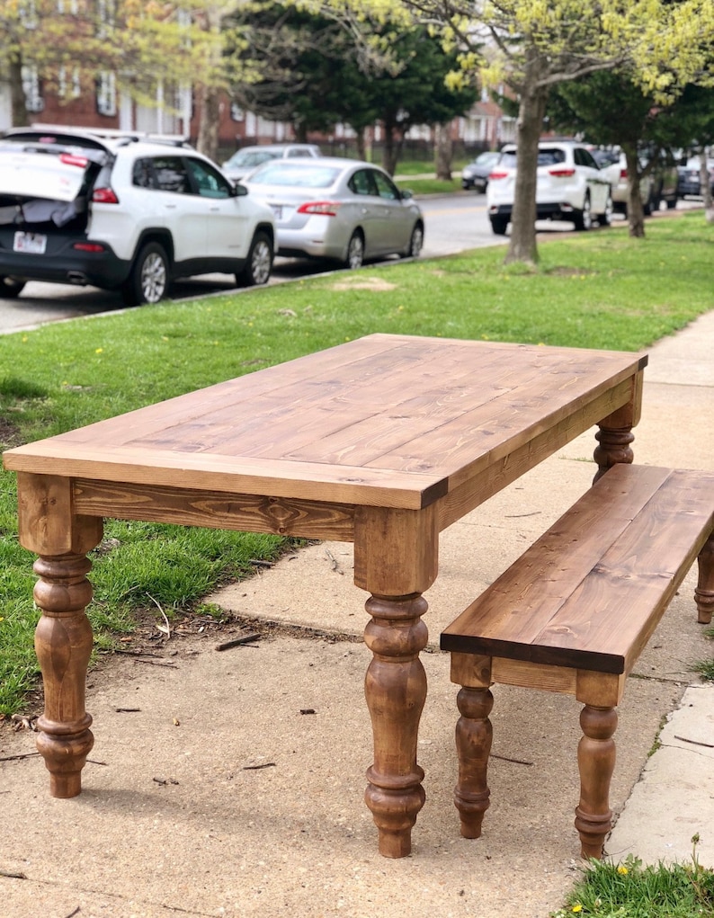 FREE SHIPPING Miles Chunky Turned Leg Dining Table Etsy
