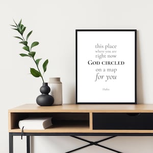 Deze plek waar je nu bent, is door God omcirkeld op een kaart | Hafez | Islamitische kunst aan de muur | Islamitische kunst | Islamitische geschenken | Moderne islamitische muurkunst
