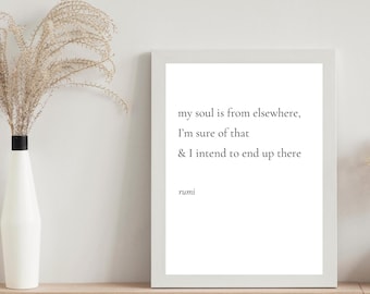Rumi Quote Wall Art: Inspirational Poetry Print (Digital Download)