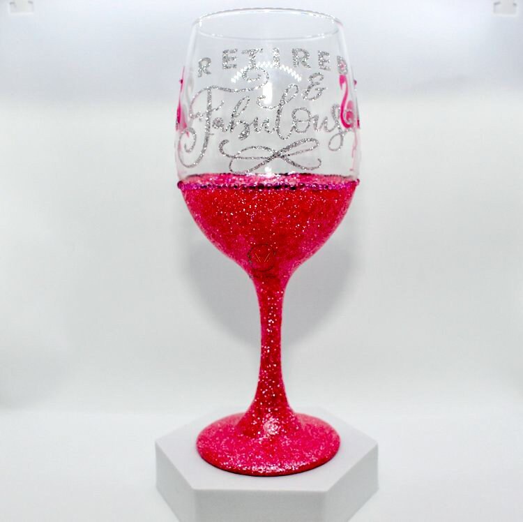 Red Glam Glitter Wine Glass Decal Couples Wine Glass Etsy
