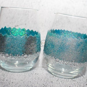Verre à vin à paillettes vertes, verre à vin sans tige, verre à vin d’anniversaire unique, verre à boire pour la fête, cadeau pour les amateurs de vin