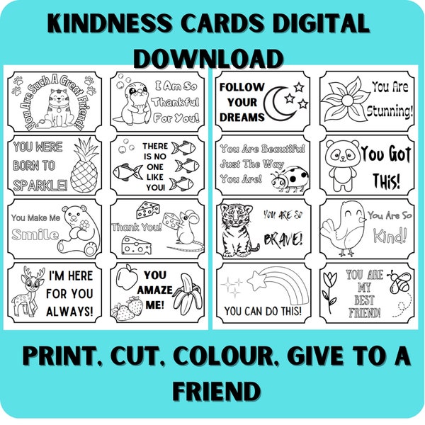 Kindness Cards | Printable Compliment Cards | 16 Cards