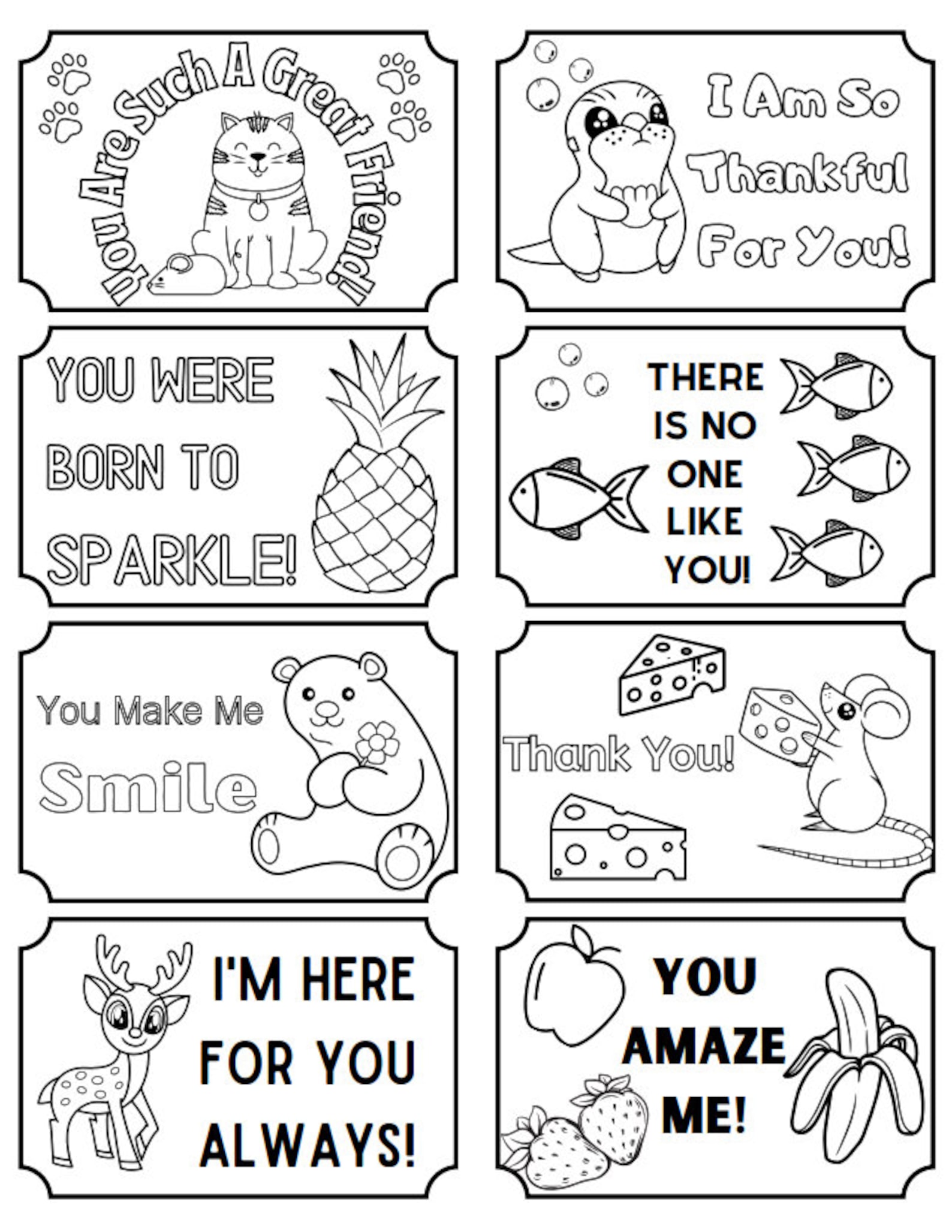 Kindness Cards | Printable Compliment Cards | 16 Cards - Etsy