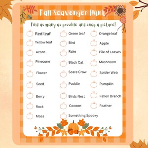 Fall Scavenger Hunt, Printable, Downloadable, Autumn - Etsy