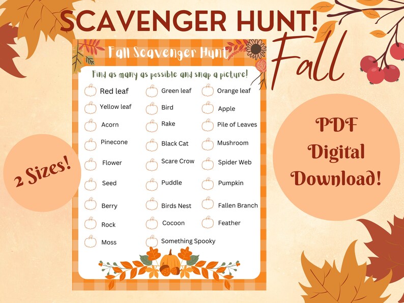 Fall Scavenger Hunt, Printable, Downloadable, Autumn - Etsy