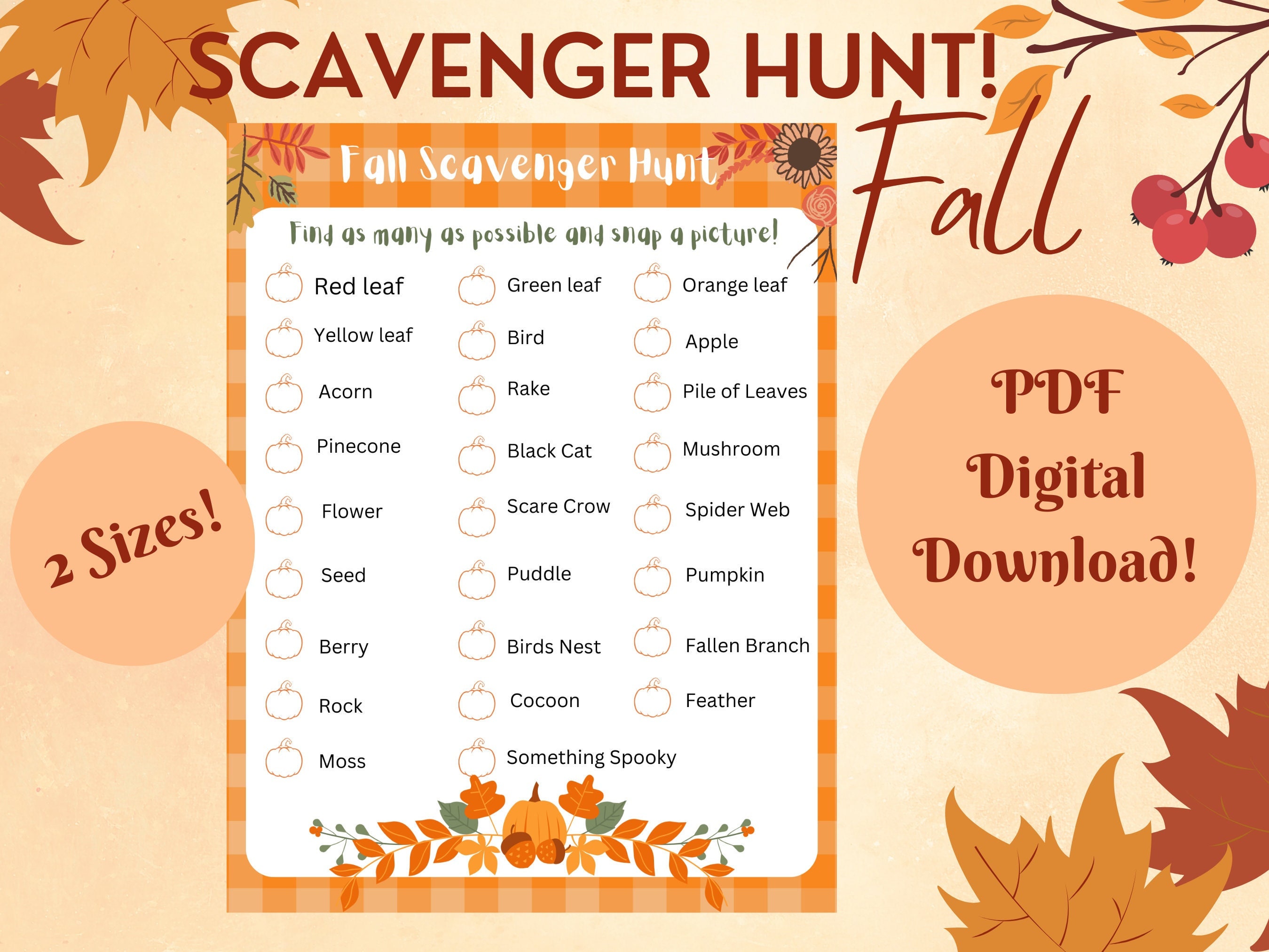 Fall Scavenger Hunt, Printable, Downloadable, Autumn - Etsy