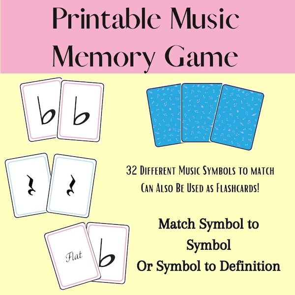 Matching Card Game | Memory Game | Printable | Music Theory Card Game | Digital Go Fish | Educational Activities | Homeschool | Preschool