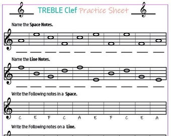 Folhas de prática de notação musical com gabaritos