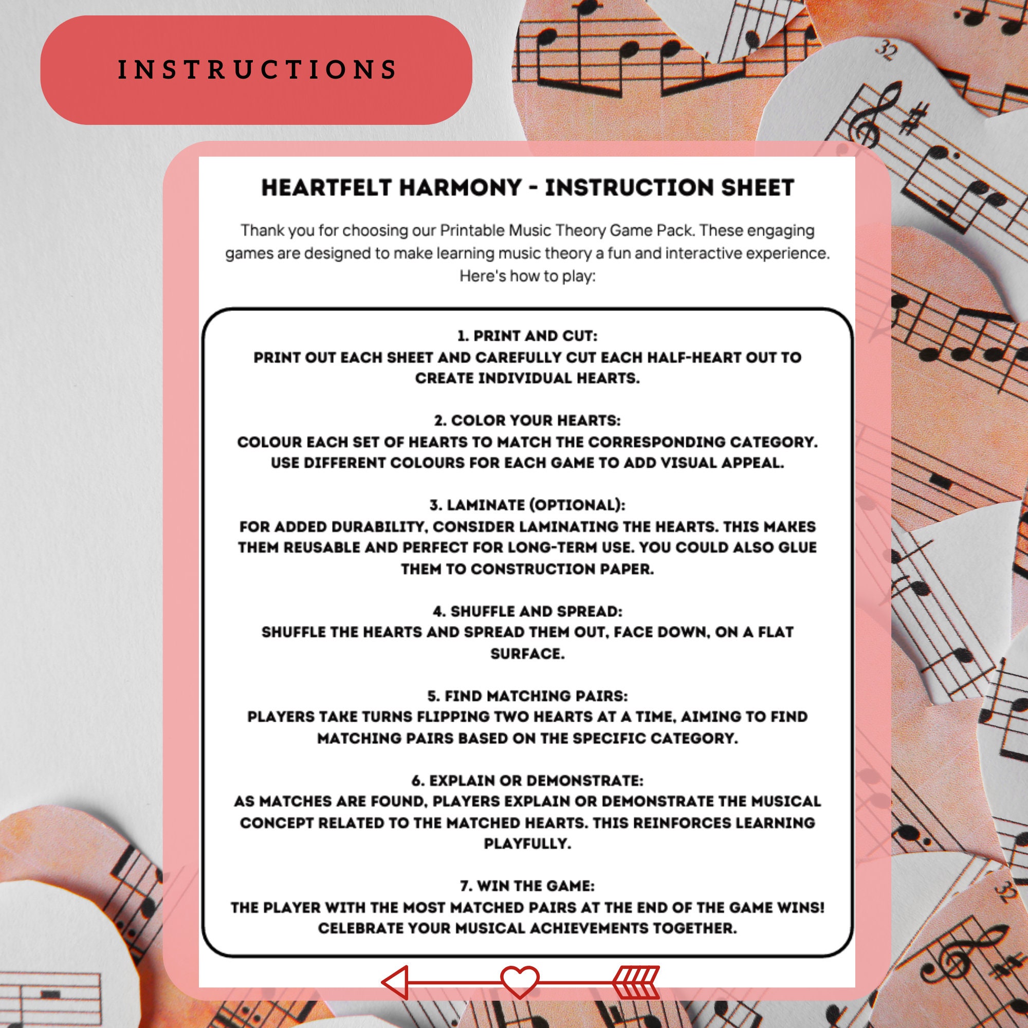 Printable Music Theory Game - Valentine's Day Music Game - 6 Games - Etsy