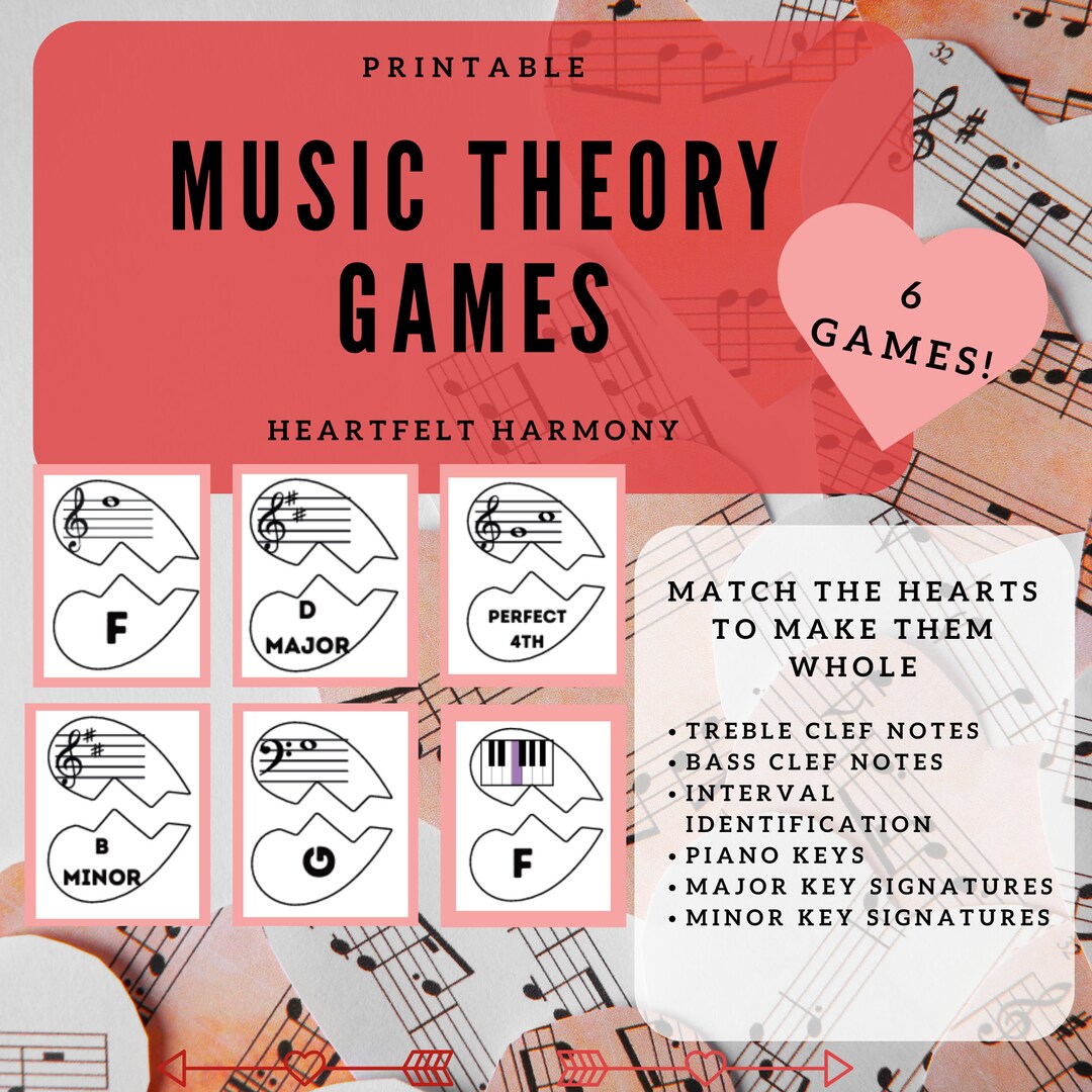 Printable Music Theory Game - Valentine's Day Music Game - 6 Games - Etsy