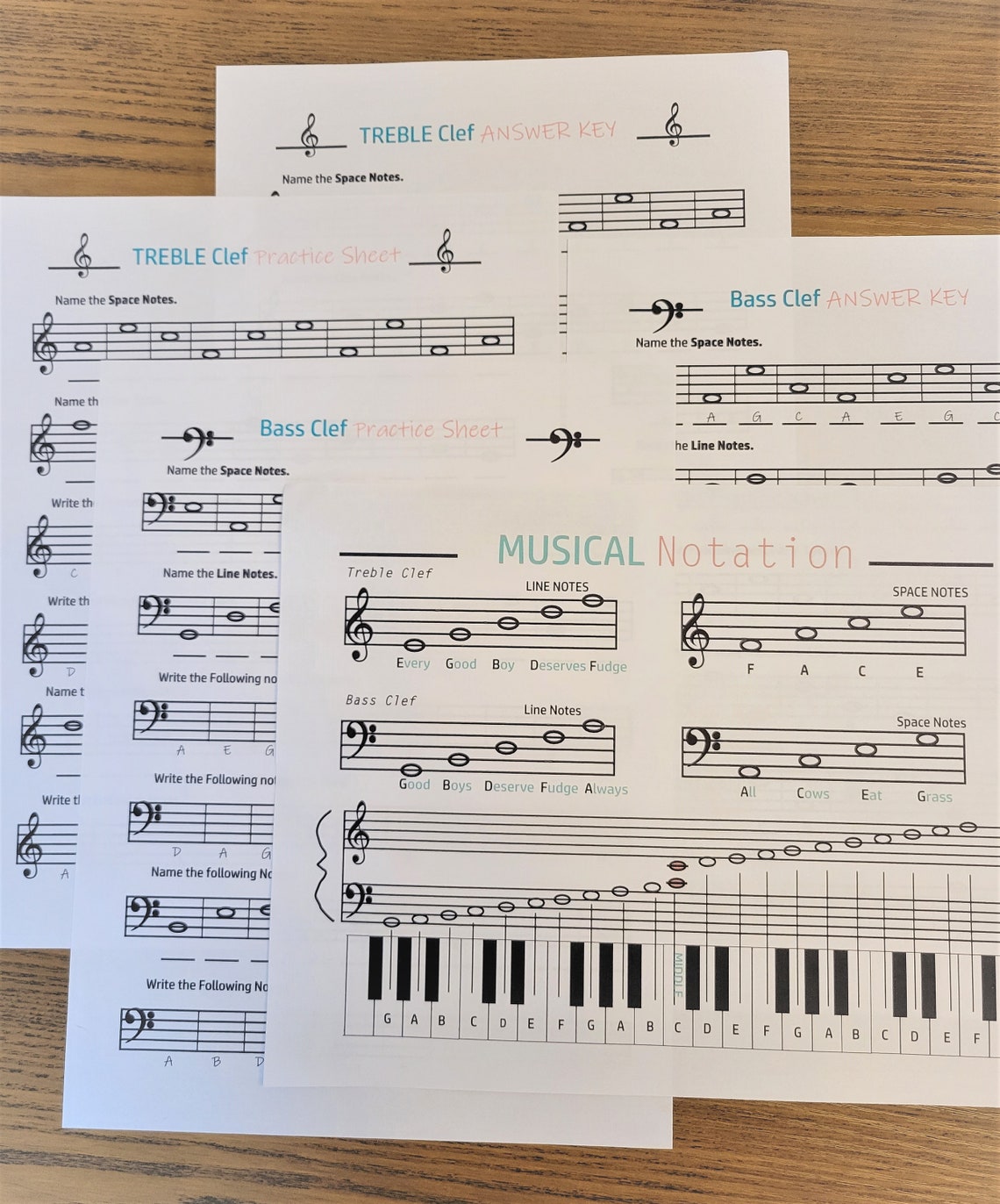 Music Notation Practice Sheets With Answer Keys Etsy