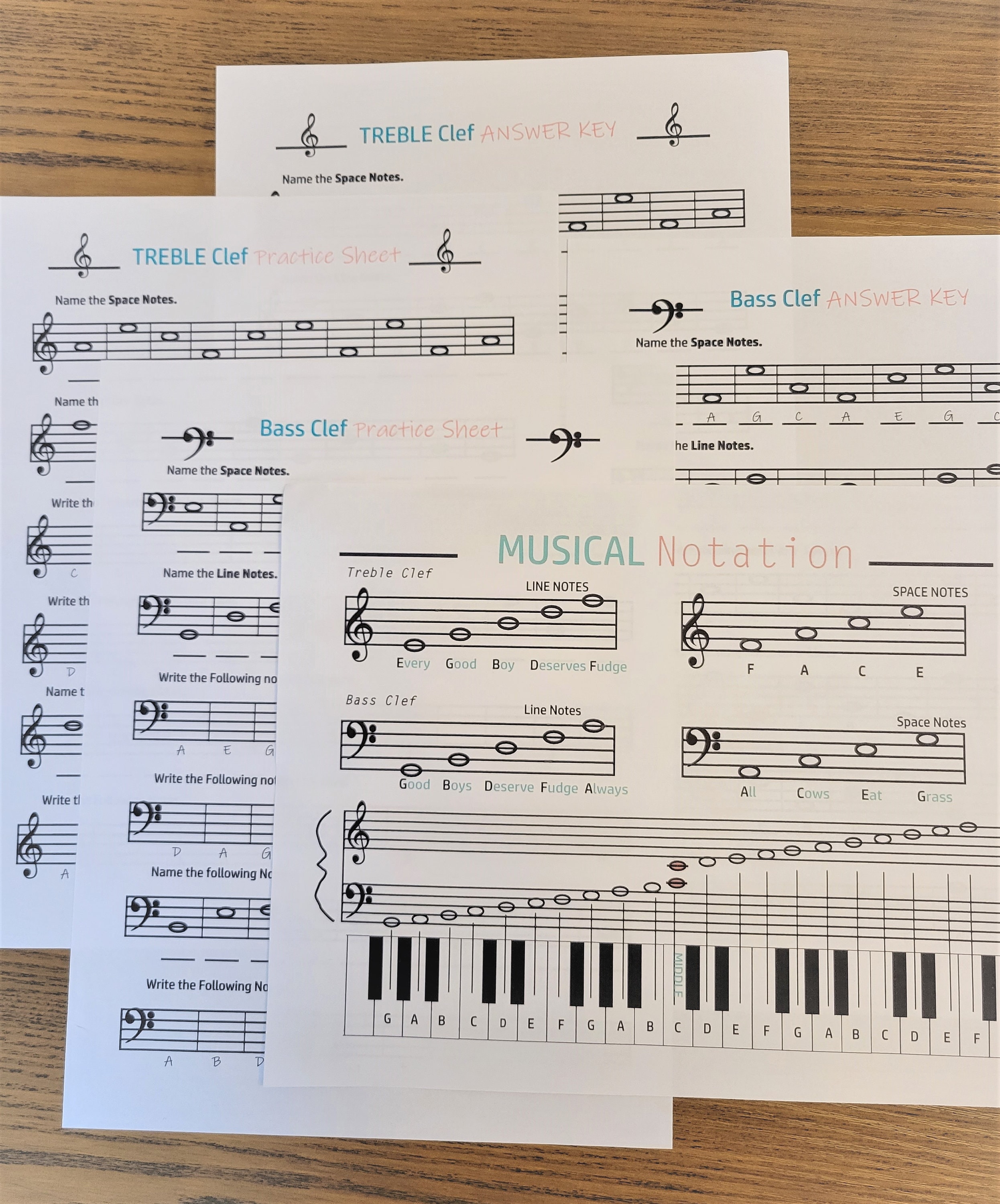 Music Notation Practice Sheets With Answer Keys Etsy